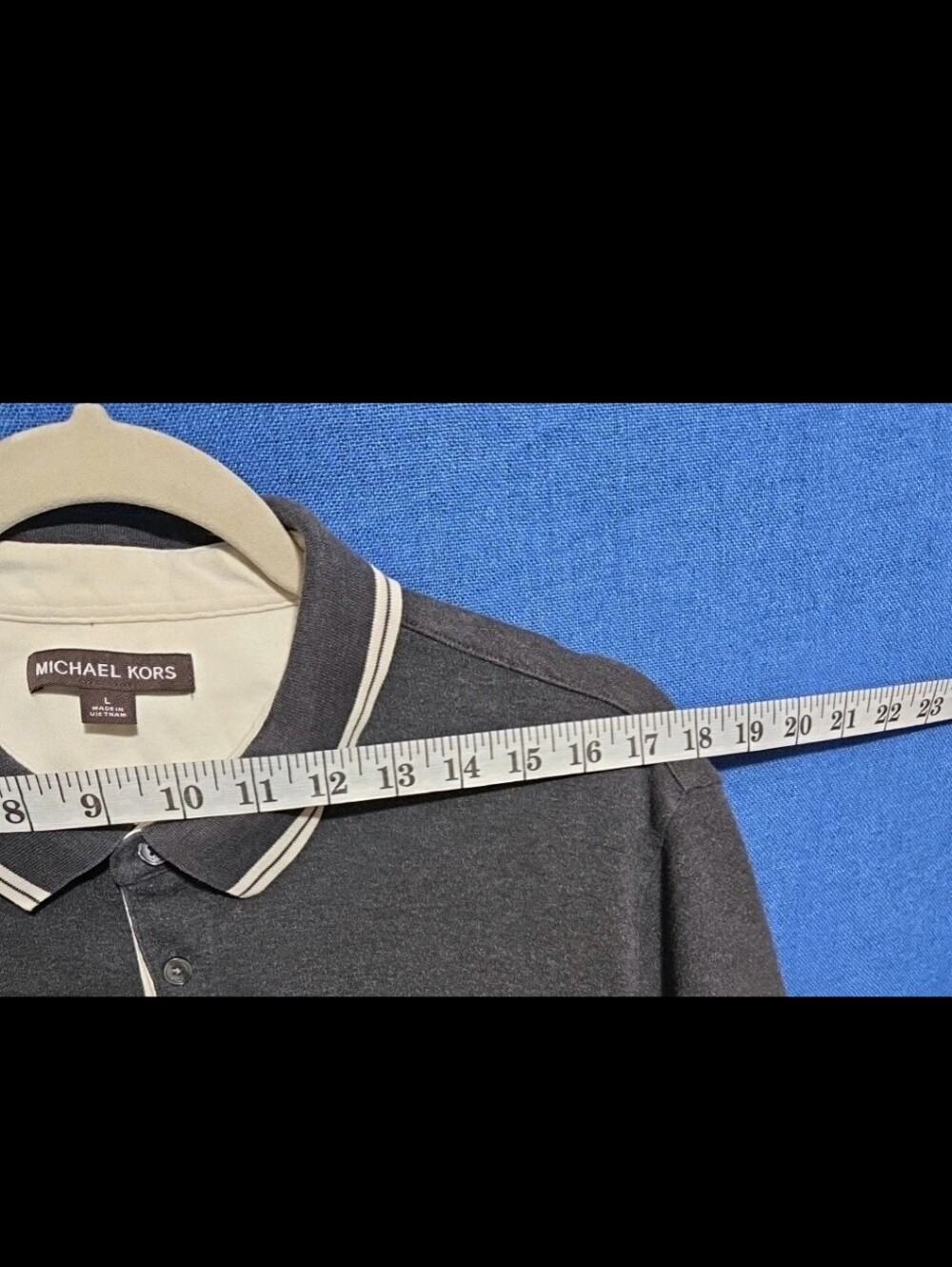 Michael Kors Men's Polo Shirt Gray Short Sleeve Button Collared Size L Gray Logo - Picture 5 of 7